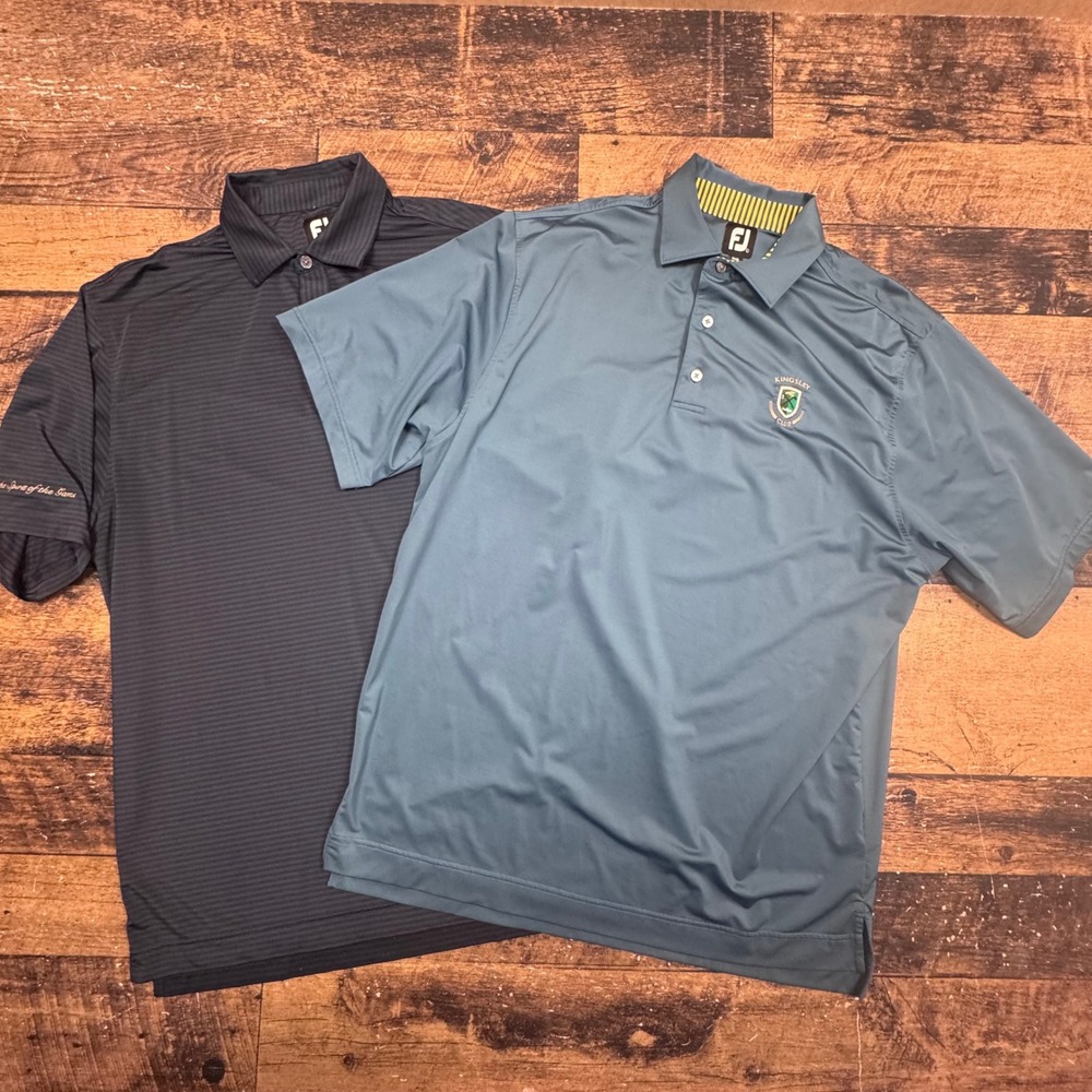 FootJoy FJ Mens Golf Polo‎ Shirt Kingsley Club Embroidered Short Sleeve Blue L